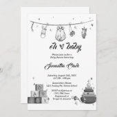 Zwart-wit Baby shower Kaart (Voorkant / Achterkant)