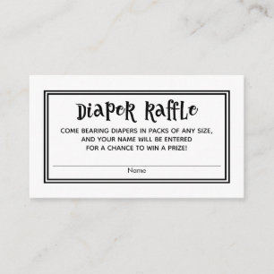 Zwart-wit Baby shower Luier Raffle Kaarten