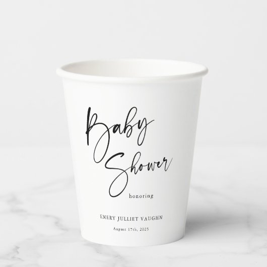 Zwart-wit Baby shower Papieren Bekers (Voorkant)