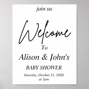Zwart-Wit Baby Shower Poster