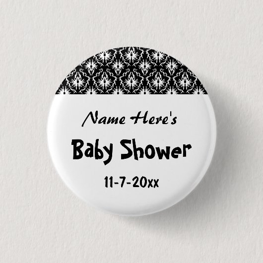 Zwart-wit Baby shower Ronde Button 3,2 Cm (Voorkant)