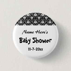 Zwart-wit Baby shower Ronde Button 3,2 Cm