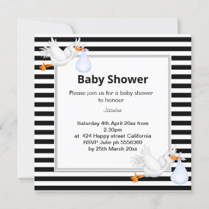 Zwart-wit baby shower Spot Stork Kaart