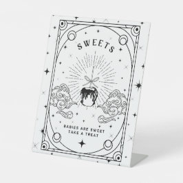 Zwart-wit Baby shower Sweet Dessert Table Reclamebord Met Voetstuk