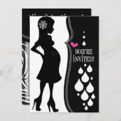 Zwart-wit Baby shower uitnodigen Kaart (Voorkant / Achterkant)