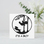 Zwart-wit baby shower voor silhouetkunst kaart (Staand voorkant)