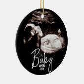 Zwart-wit Baby Ultrasound Kerst Keramisch Ornament (Rechts)