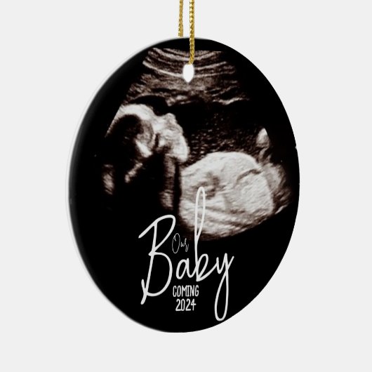 Zwart-wit Baby Ultrasound Kerst Keramisch Ornament (Rechts)