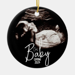 Zwart-wit Baby Ultrasound Kerst Keramisch Ornament