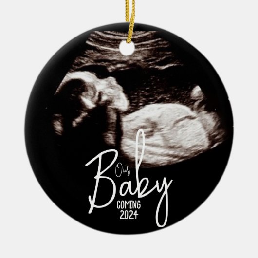 Zwart-wit Baby Ultrasound Kerst Keramisch Ornament (Voorkant)