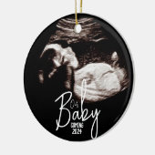 Zwart-wit Baby Ultrasound Kerst Keramisch Ornament (Links)