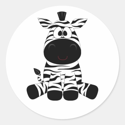 Zwart-wit Baby Zebra fun Ronde Sticker (Voorkant)