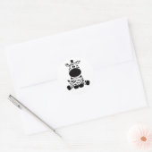 Zwart-wit Baby Zebra fun Ronde Sticker (Envelop)