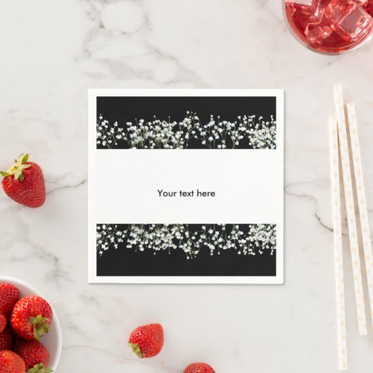 Zwart & Wit Baby's Adem Bloemen Trouwservetten Servetten (Insitu)