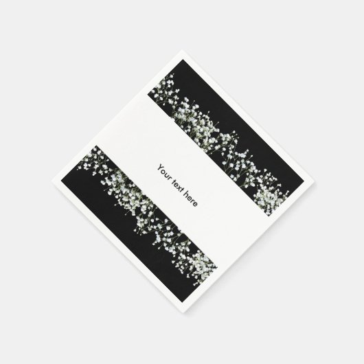 Zwart & Wit Baby's Adem Bloemen Trouwservetten Servetten (Hoek)