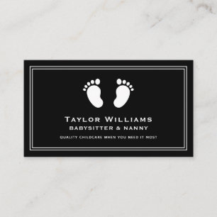 Zwart Wit Babysitter Babysitting Nanny Baby Feet Visitekaartje
