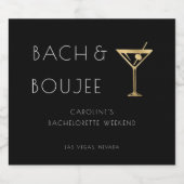 Zwart-wit Bach en Boujee Bachelorette Party Sparkling Wijnetiket (Enkel label)