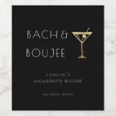 Zwart-wit Bach en Boujee Bachelorette Party Wijn Etiket (Enkel label)
