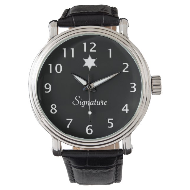 Zwart-wit Badge Handtekening Horloge (Voorkant)