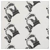 Zwart-wit Badger Saxofoon Gepersonaliseerd Stof (Swatch)