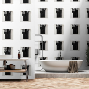 Zwart Wit Badhanddoek Set Behang