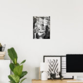 Zwart-Wit Badkamer Kat Print, Grappige Posters, Poster (Thuiskantoor)