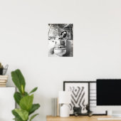 Zwart-Wit Badkamer Kat Print, Grappige Posters, Poster (Thuiskantoor)