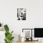 Zwart-Wit Badkamer Kat Print, Grappige Posters, Poster (Thuiskantoor)