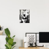 Zwart Wit Badkamer Kat Print, Grappige Posters, Poster (Thuiskantoor)