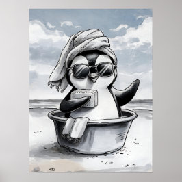 Zwart-wit badkamer kunst, grappig, modern, muur poster
