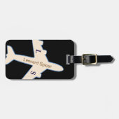 Zwart-wit bagagelabel gepersonaliseerd met naam (Voorkant horizontaal)