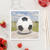 Zwart-wit bal en doel voetbal verjaardag servet (Insitu)