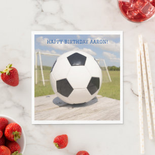 Zwart-wit bal en doel voetbal verjaardag servet