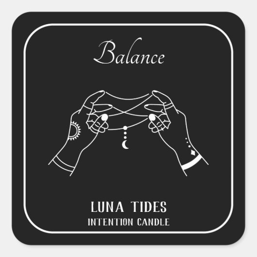 Zwart-wit balanceerlabel vierkante sticker (Voorkant)