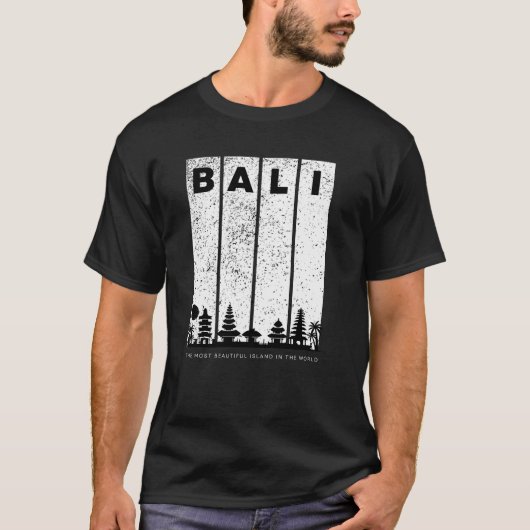 Zwart Wit  Bali Mooiste Eiland T-shirt (Voorkant)