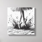 Zwart-wit ballet Slippers Stretched Canvas (Voorkant)