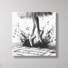 Zwart-wit ballet Slippers Stretched Canvas