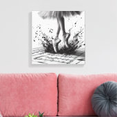 Zwart-wit ballet Slippers Stretched Canvas (Insitu (Woonkamer))