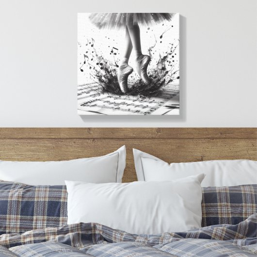 Zwart-wit ballet Slippers Stretched Canvas (Insitu (Slaapkamer))