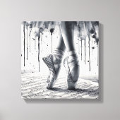 Zwart-wit ballet Slippers Stretched Canvas (Voorkant)