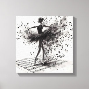 Zwart-wit ballet Slippers Stretched Canvas