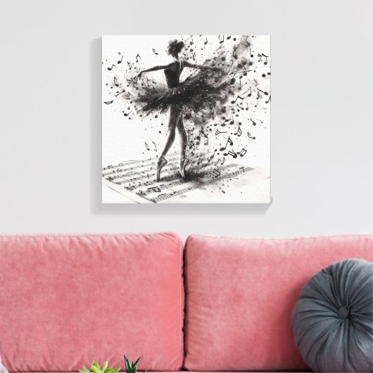 Zwart-wit ballet Slippers Stretched Canvas (Insitu (Woonkamer))