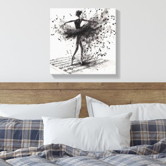 Zwart-wit ballet Slippers Stretched Canvas (Insitu (Slaapkamer))