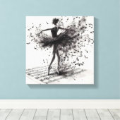 Zwart-wit ballet Slippers Stretched Canvas (Insitu (Houten vloer))