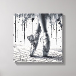 Zwart-wit ballet Slippers Stretched Canvas Afdruk