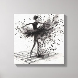 Zwart-wit ballet Slippers Stretched Canvas Afdruk