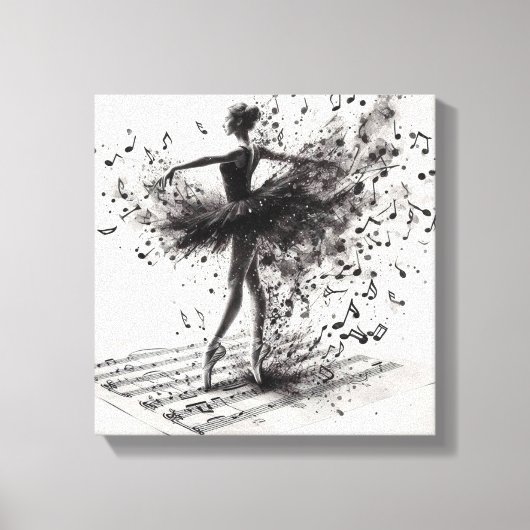 Zwart-wit ballet Slippers Stretched Canvas Afdruk (Voorkant)