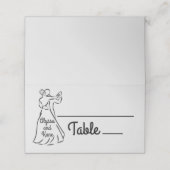 Zwart-wit Ballroom Dansers Bruiloft Plaatskaartje (Buitenkant ongevouwen)