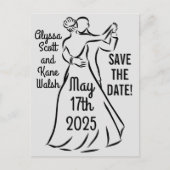 Zwart-wit Ballroom Dansers Save-the-Date Briefkaart (Voorkant)