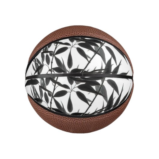 Zwart-wit Bamboe Plant Basketbal (Voorkant)